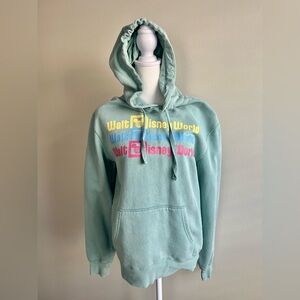 Walt Disney World Hoodie Green Pullover Sweatshirt Retro Graphic Small
